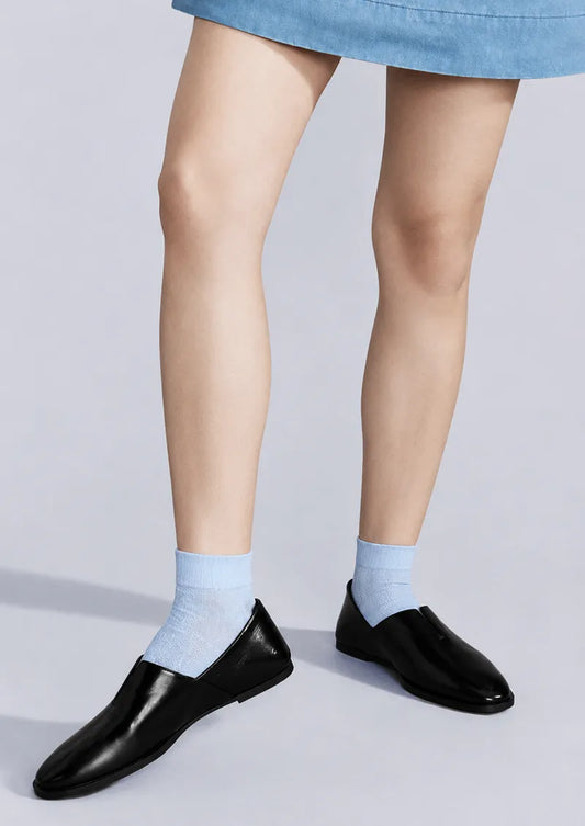 Hazy Blue Ribbed Crew Socks