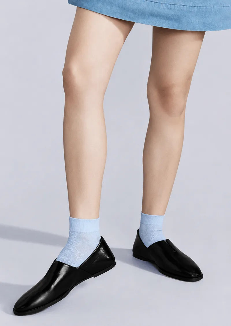 Hazy Blue Ribbed Crew Socks