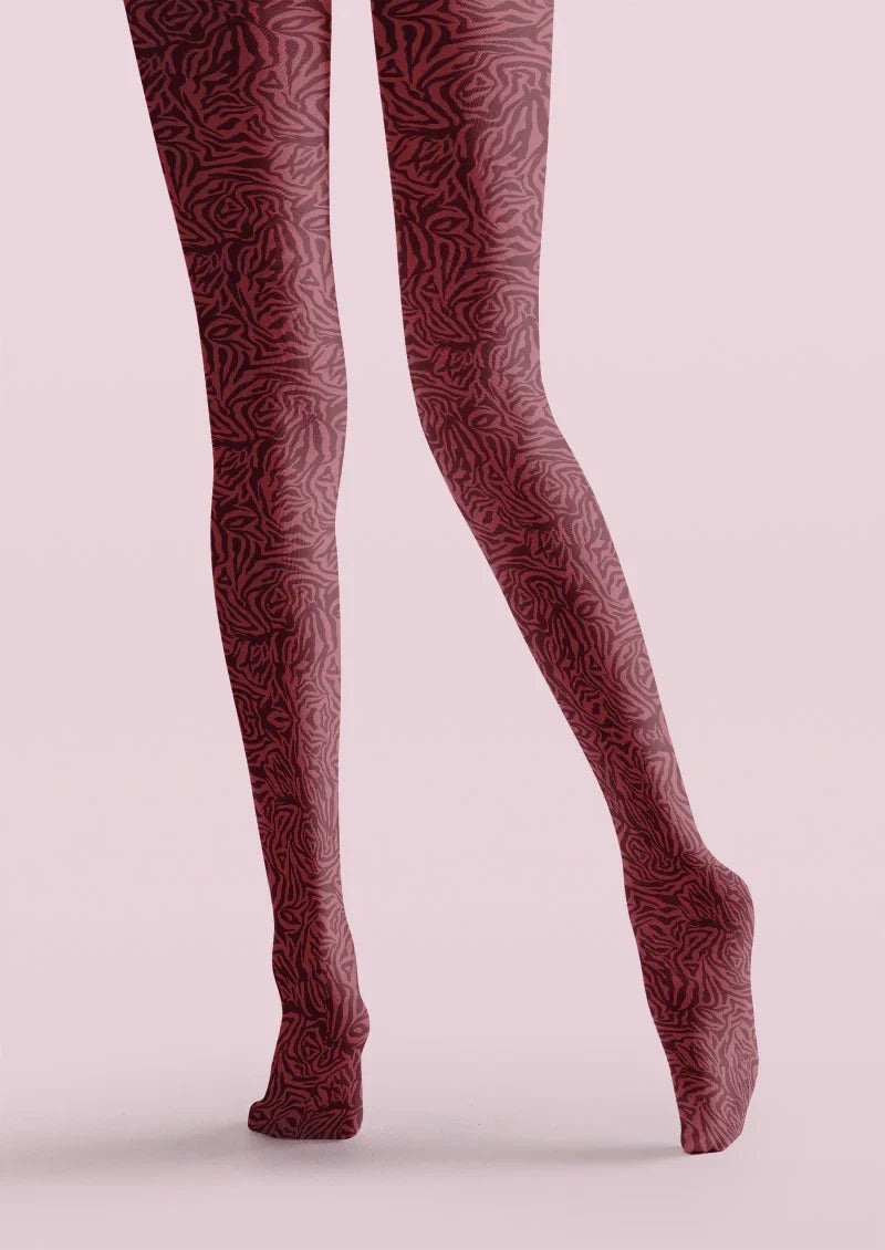 Burgundy Rib Tights Hosiery Pantyhose