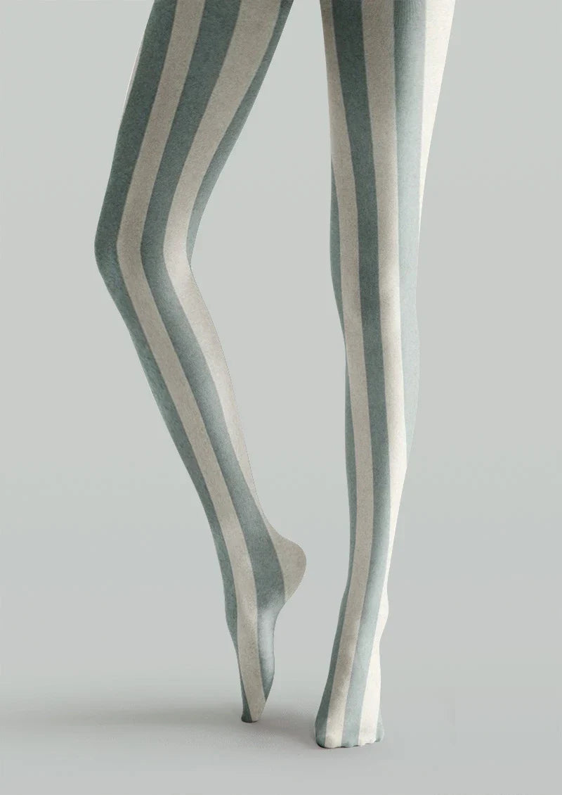 Cream Stripe Tights Hosiery Pantyhose