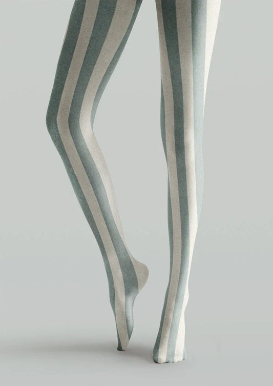 Cream Stripe Tights Hosiery Pantyhose