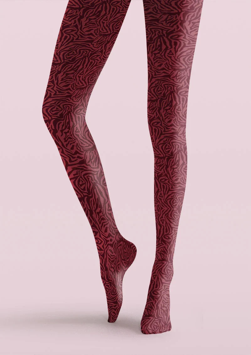 Burgundy Rib Tights Hosiery Pantyhose