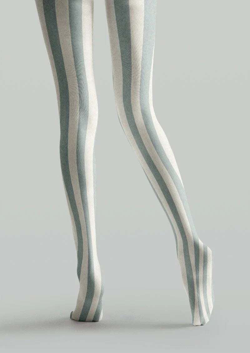 Cream Stripe Tights Hosiery Pantyhose