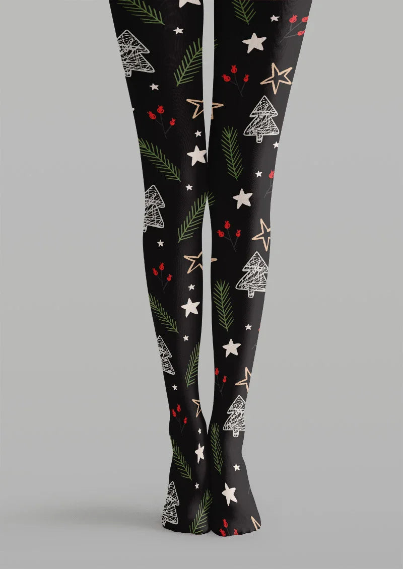 Christmas Star Tree Graphic Tights Hosiery Pantyhose
