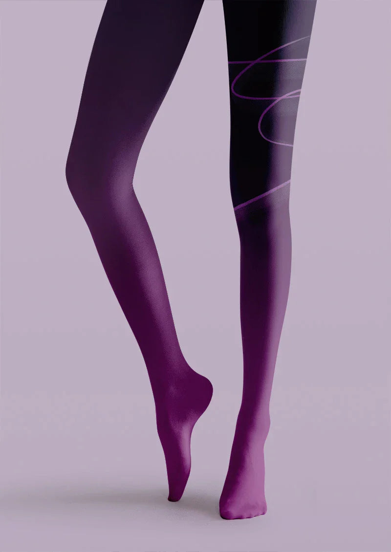 Violet Curve Graphic Tights Hosiery Pantyhose