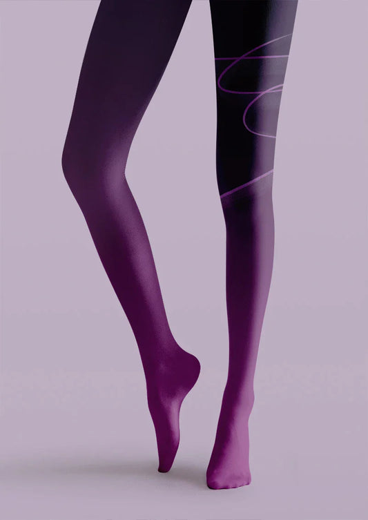 Violet Curve Graphic Tights Hosiery Pantyhose