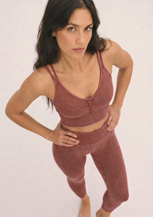 Terracotta Mineral Wash Seamless Leggings & Bra Set