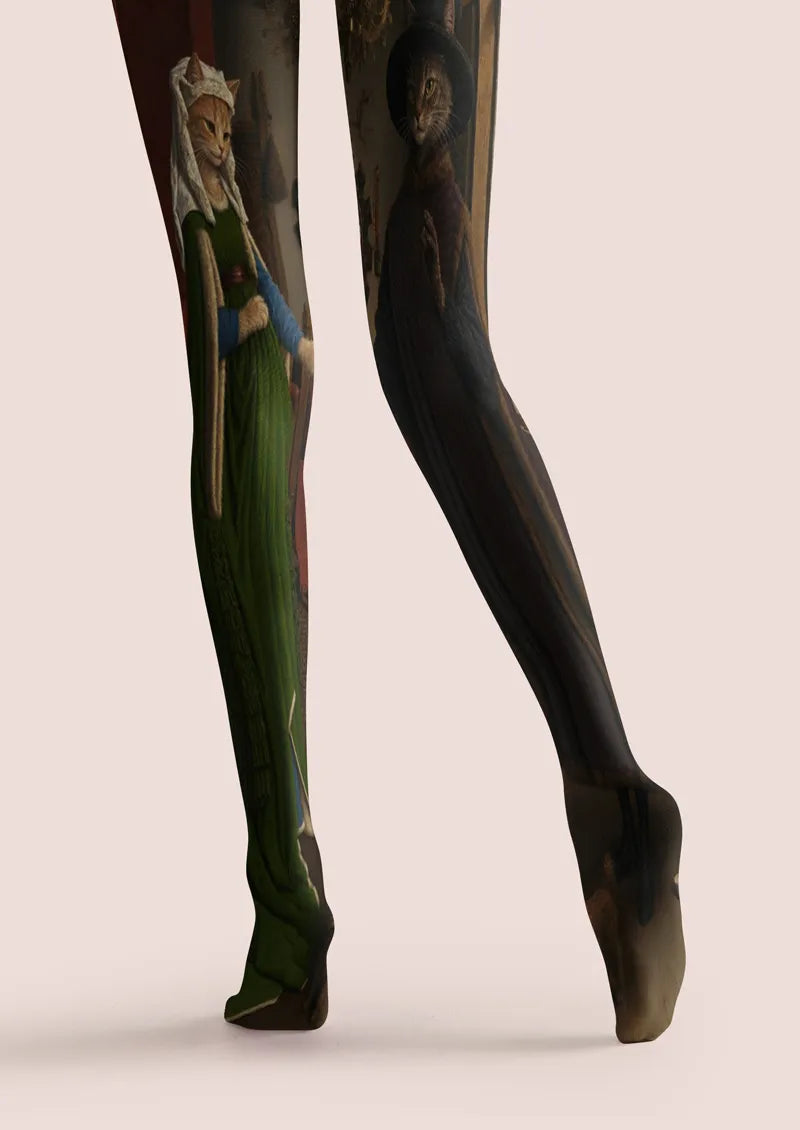 Brown Cat Portrait Tights