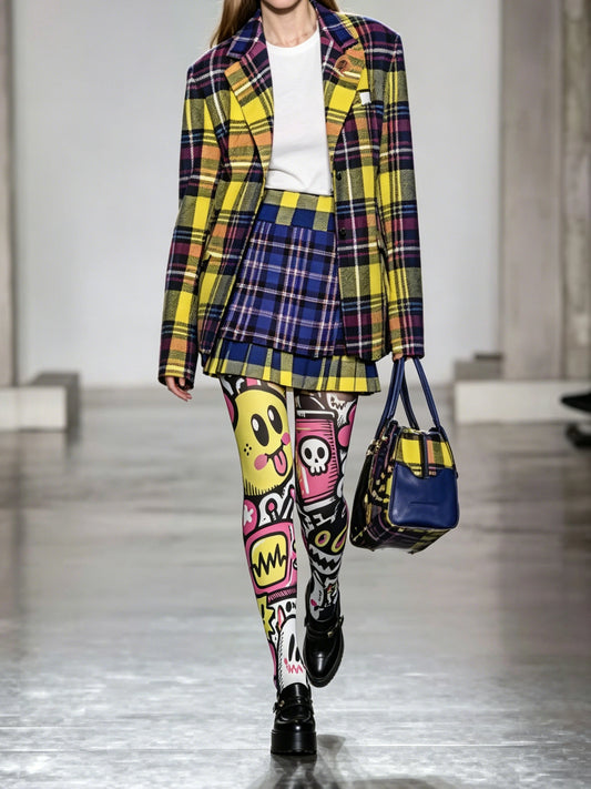 Y2K Cartoon Emoji & Skull Graphic Tights Hosiery Pantyhose