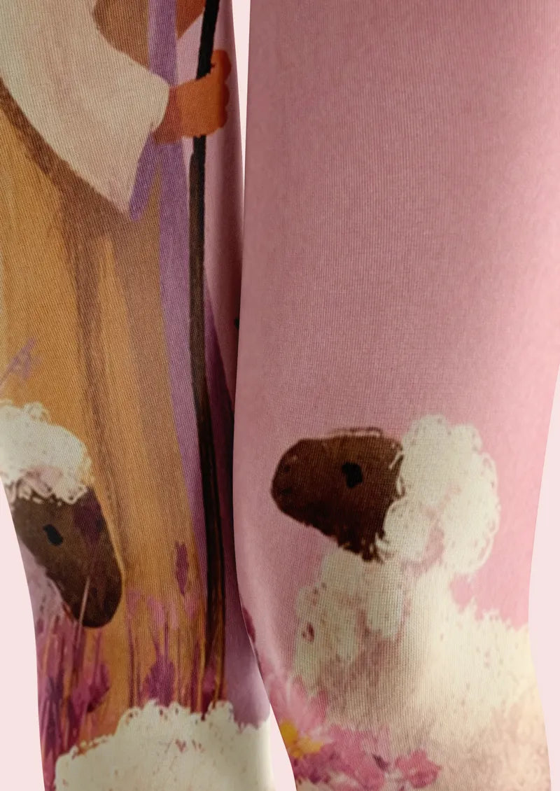 Christian Jesus and Lamb Floral Art Print Tights Hosiery Pantyhose