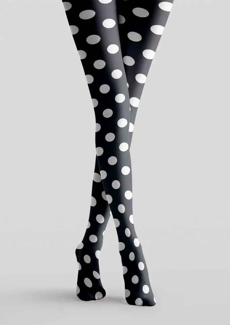 Black & White Polka Dot Tights Hosiery Pantyhose