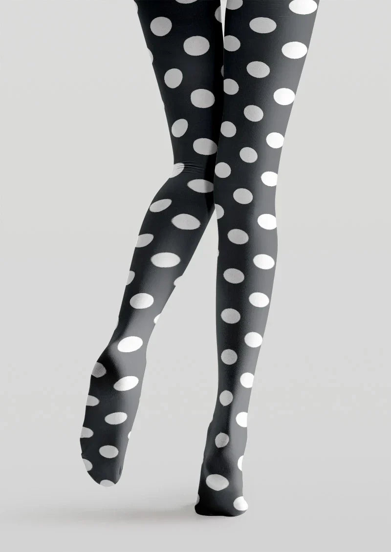 Black & White Polka Dot Tights Hosiery Pantyhose