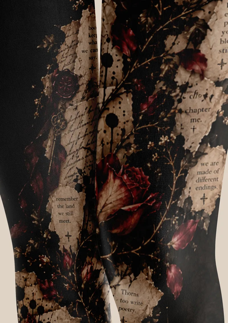 Black Rose Collage Tights