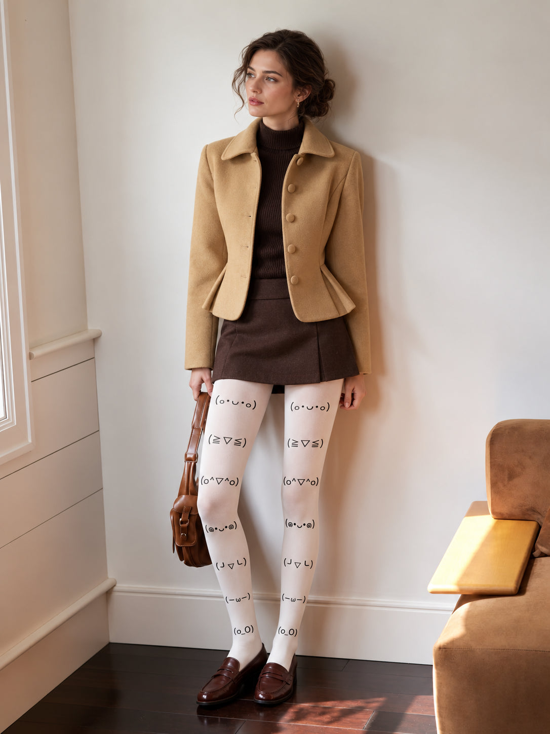 White Emoticon Tights