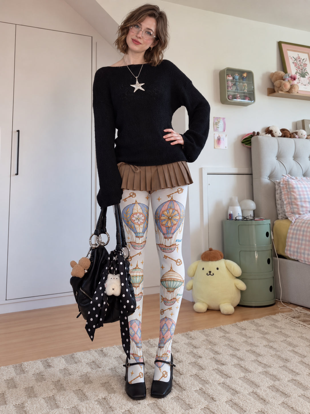 White Hot Air Balloon Tights