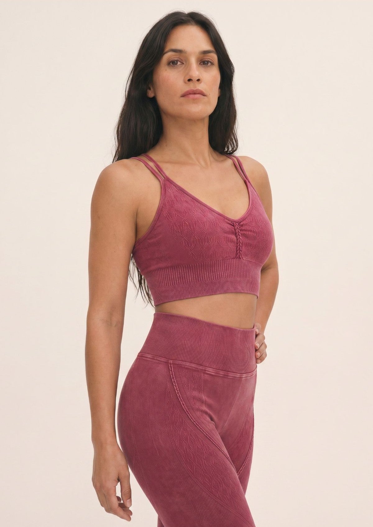 Rosewood Mineral Wash Seamless Leggings & Bra Set