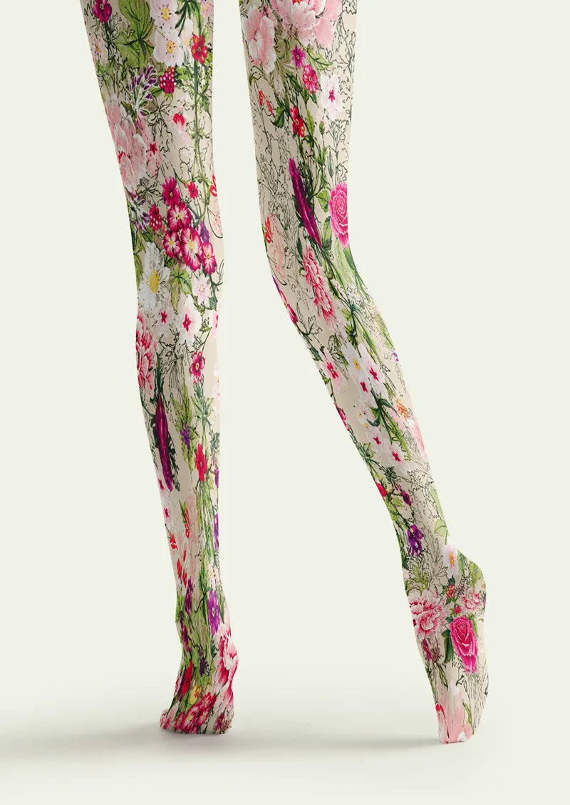 Wild Meadow Botanical Floral Print Tights Hosiery Pantyhose