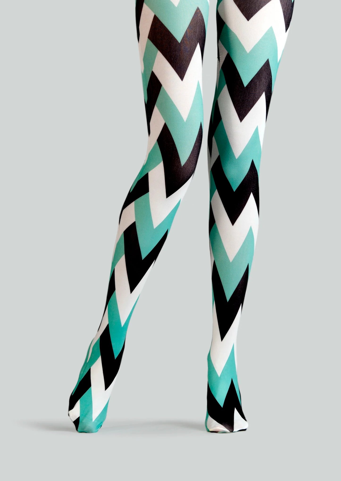 Tri - Hue Zigzag Print Tights Hosiery Pantyhose