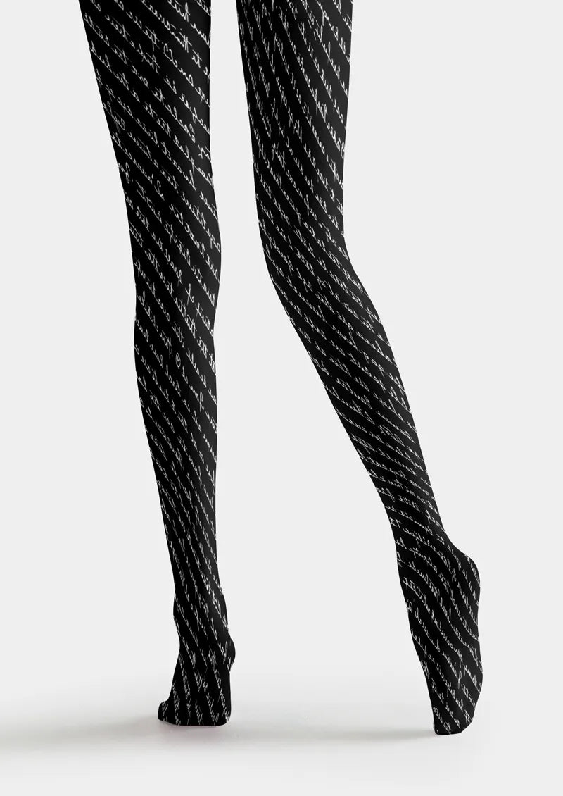 Black Script Tights