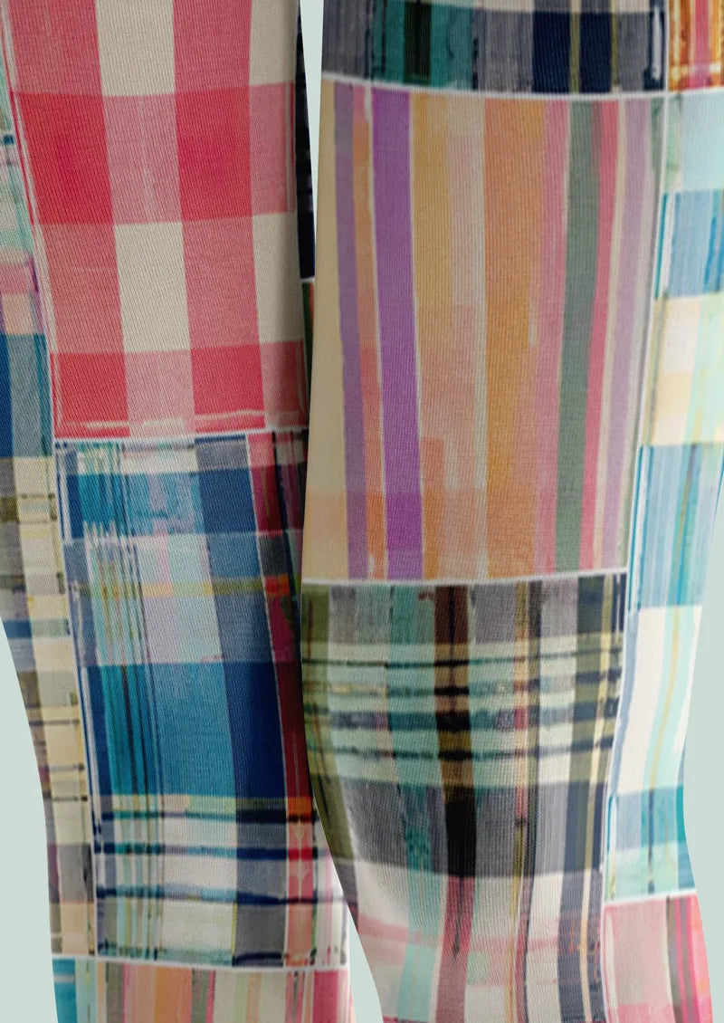 Colorful Patchwork Plaid Print Tights Hosiery Pantyhose