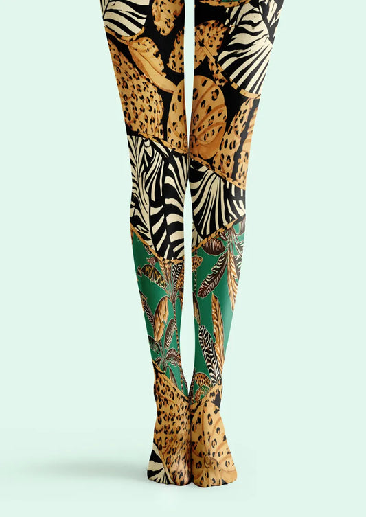 Leopard Zebra Baroque Patchwork Tights Hosiery Pantyhose