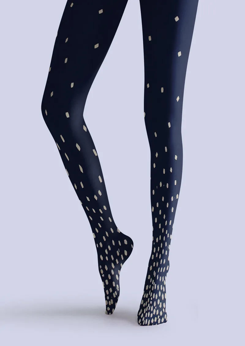 Navy White Graduated Polka Dot Tights Hosiery Pantyhose