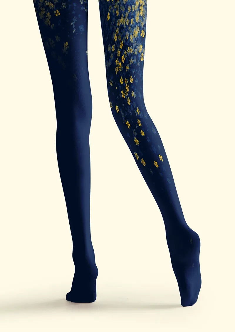 Blue Yellow Flower Tights
