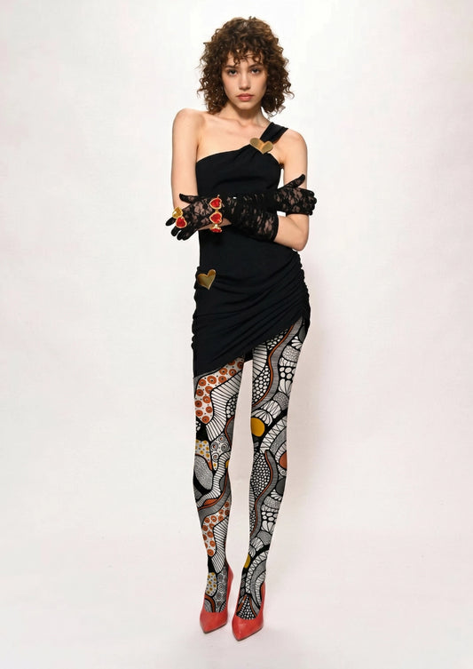 Abstract Flow Geometric Print Tights Hosiery Pantyhose