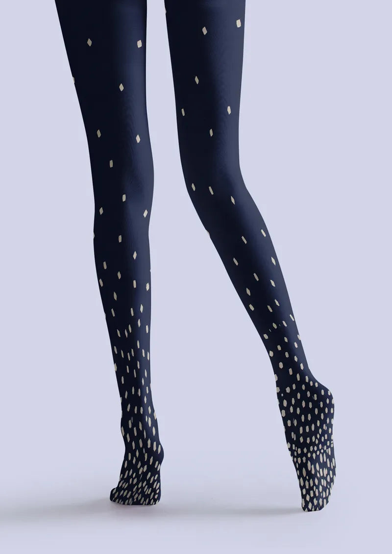 Navy White Graduated Polka Dot Tights Hosiery Pantyhose