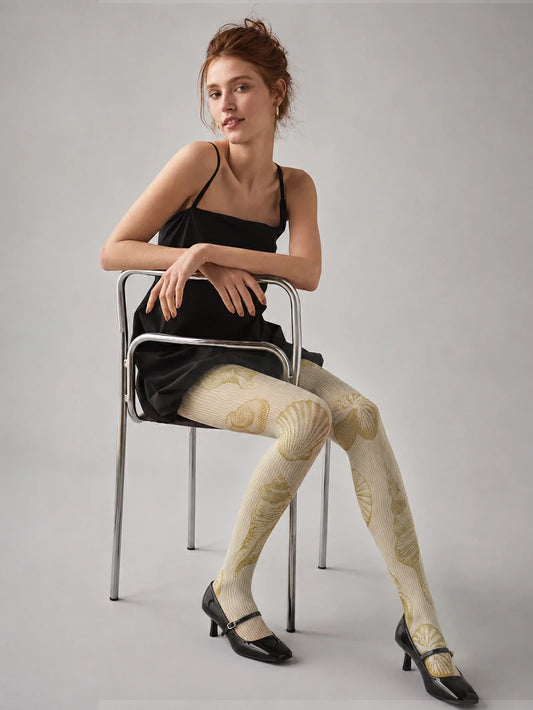 Seashell Pinstripe Graphic Tights Hosiery Pantyhose