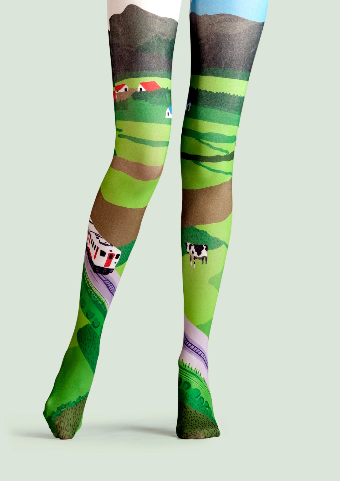 Field Train Print Tights Hosiery Pantyhose