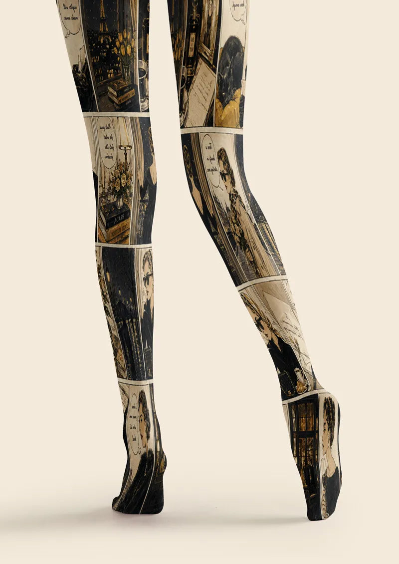 Black Fashion Comic Collage Tights