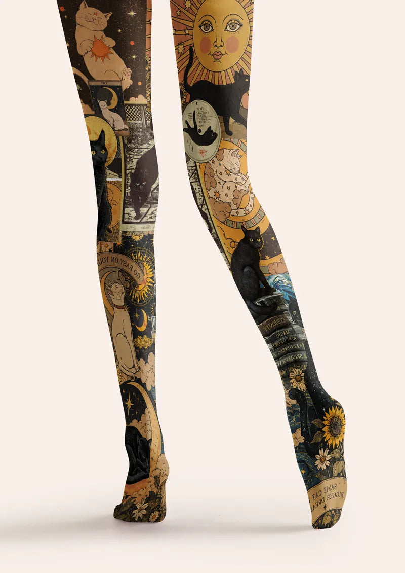 Beige Celestial Cat Tights