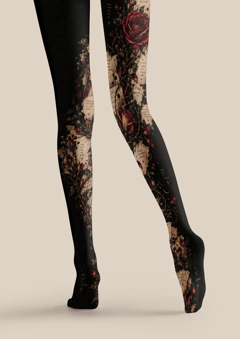 Black Rose Collage Tights