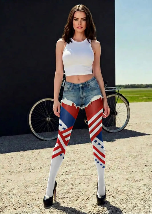 Graphic Patriotic Striped Tights Hosiery Pantyhose