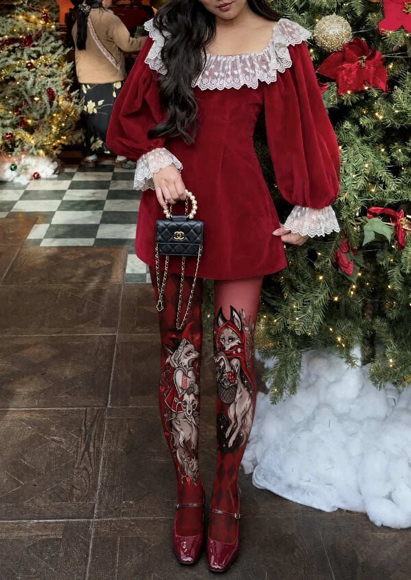 Red Fox Argyle Tights