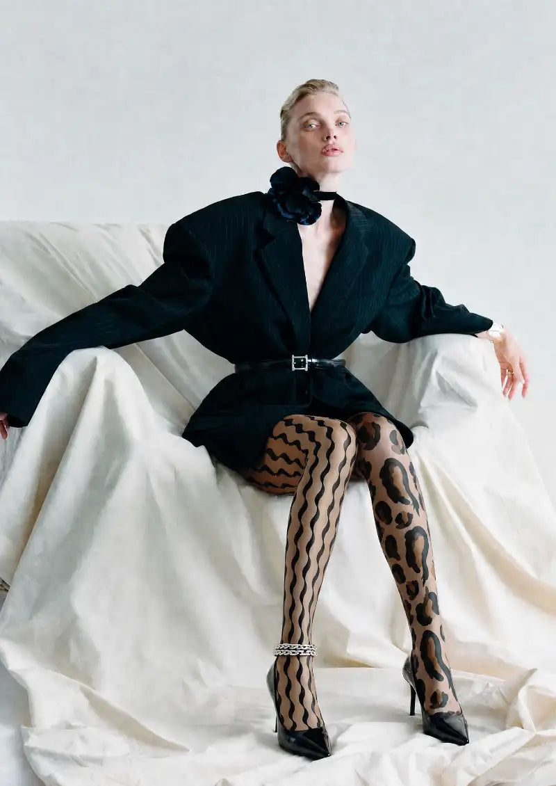 Animal Print Wave Pattern Tights Hosiery Pantyhose