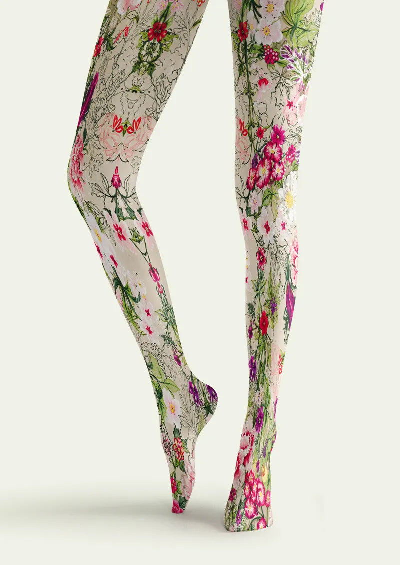 Wild Meadow Botanical Floral Print Tights Hosiery Pantyhose