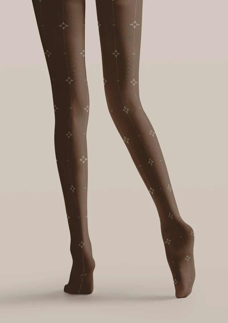 Brown Star Pattern Tights Hosiery Pantyhose