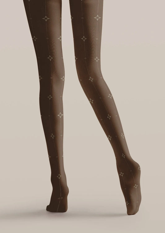 Brown Star Pattern Tights Hosiery Pantyhose