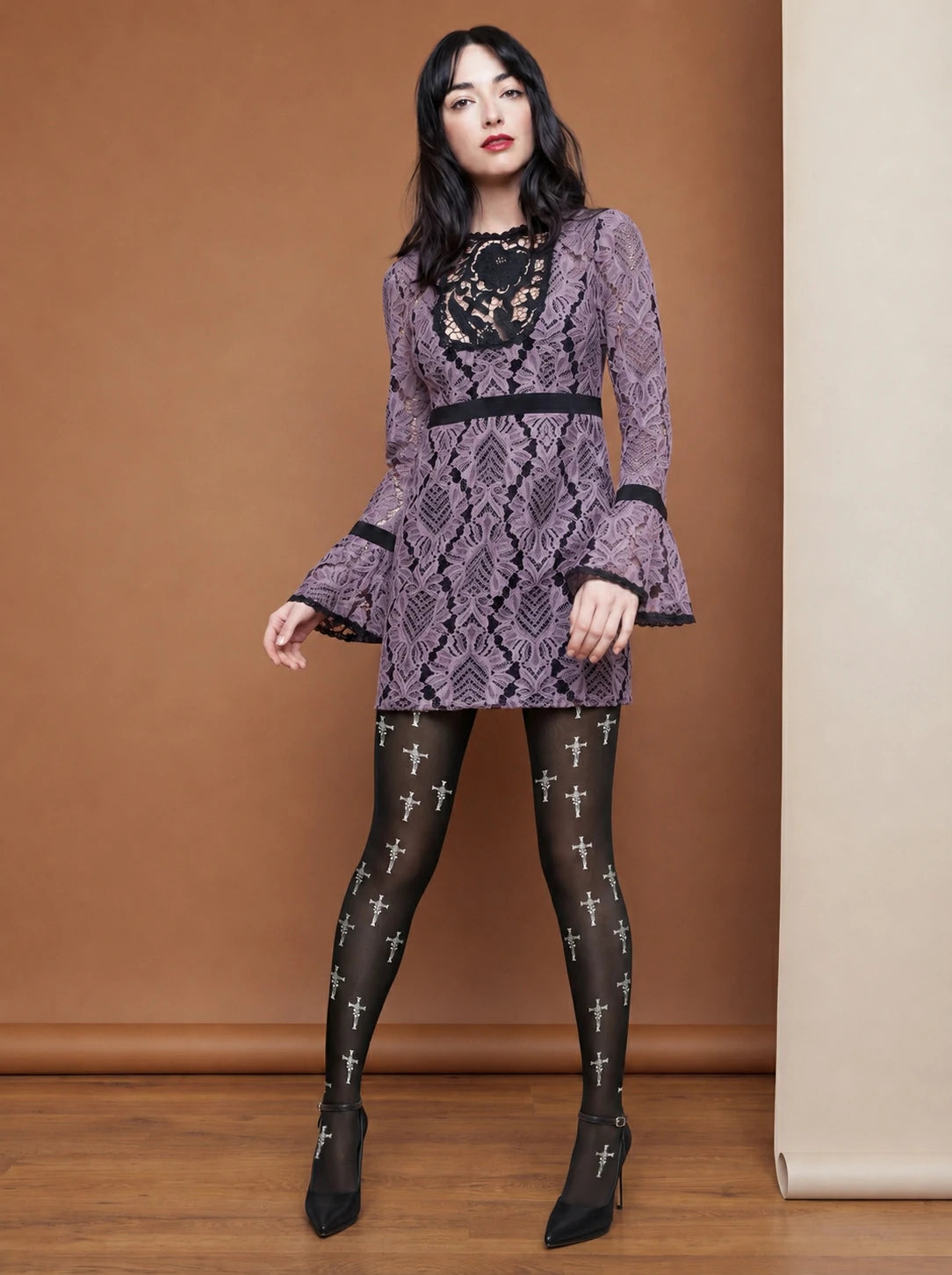 Black Rose Cross Tights