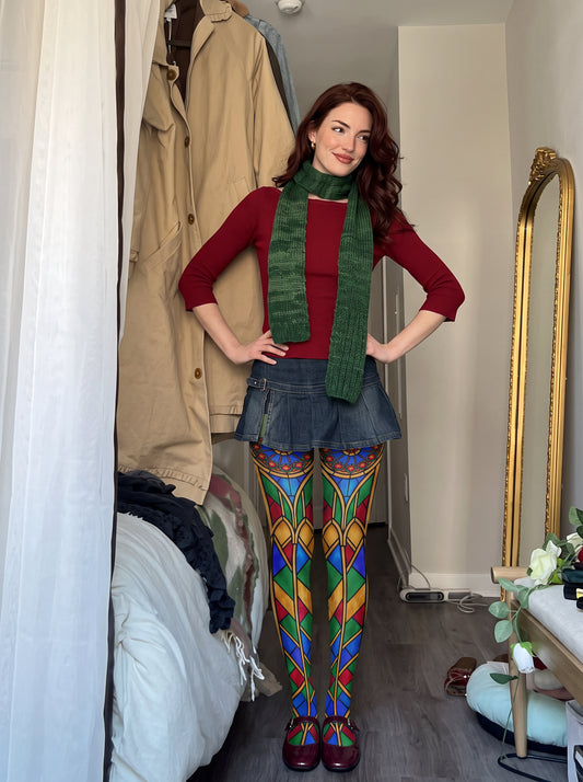 Multicolor Stained Glass Window Tights