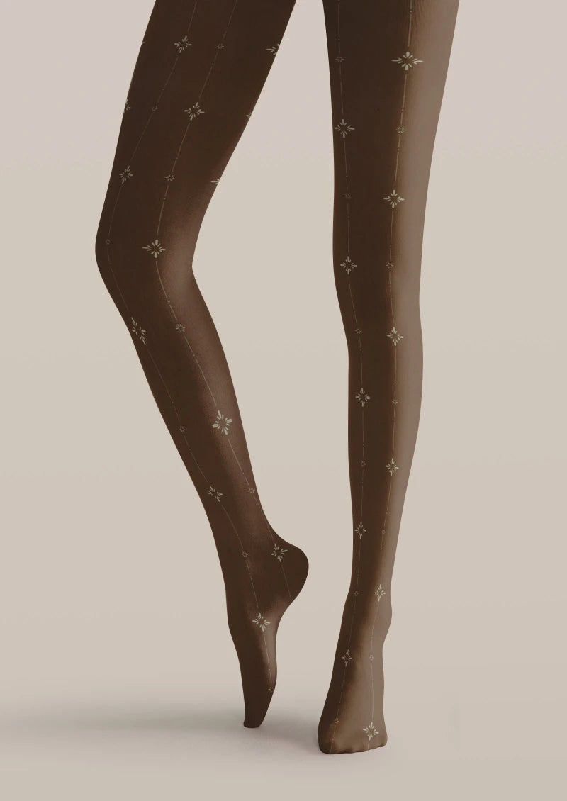 Brown Star Pattern Tights Hosiery Pantyhose