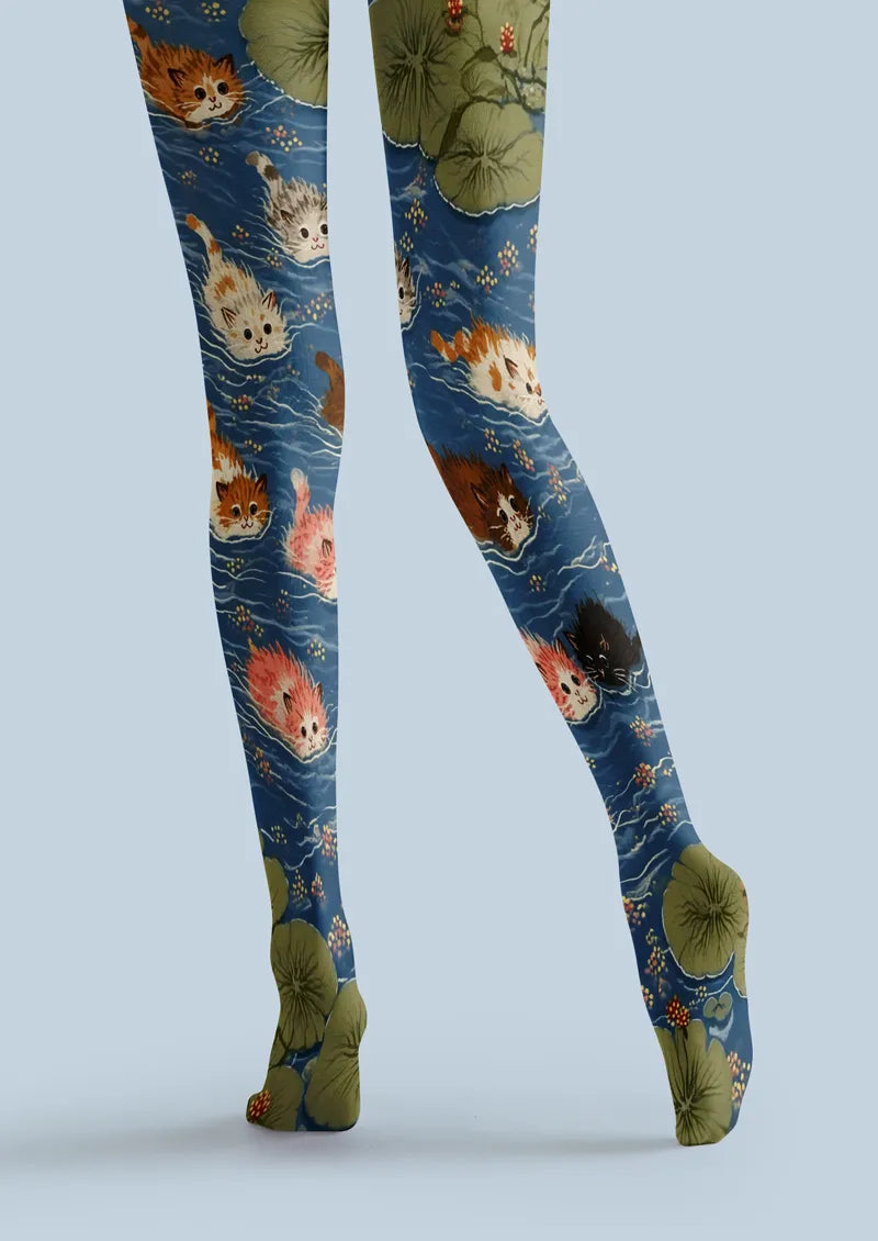Blue Swimming Kitten Tights