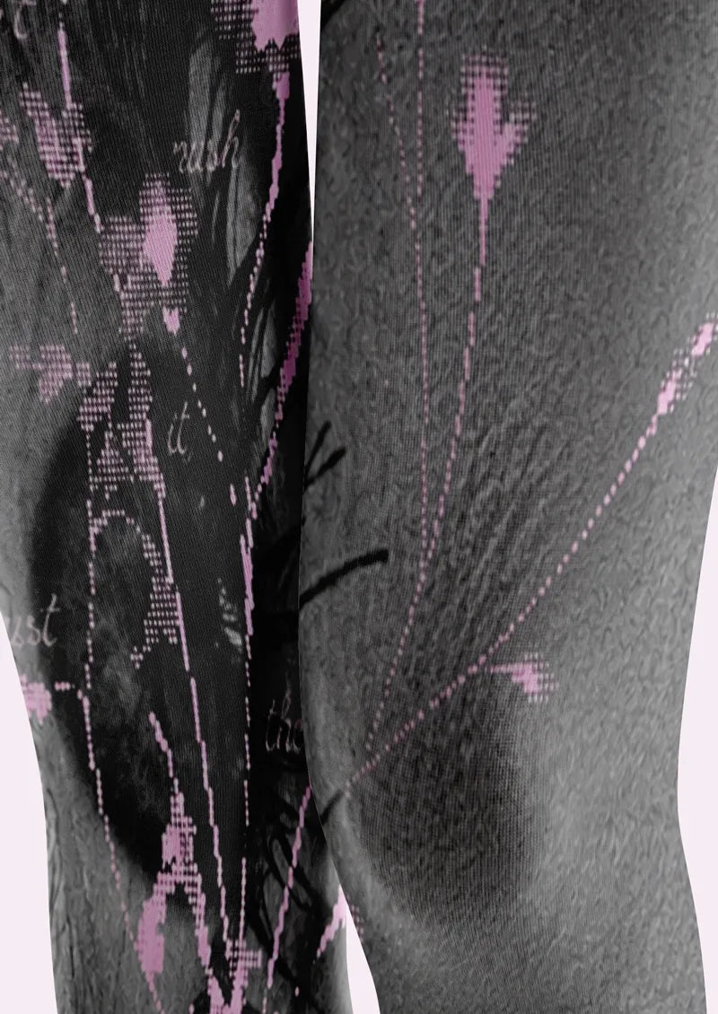 Gray Floral Eye Tights