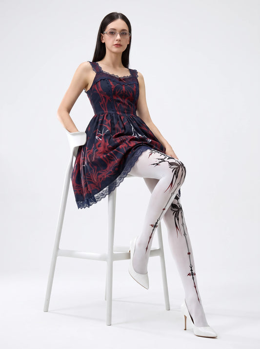 Gray Gothic Butterfly Tights