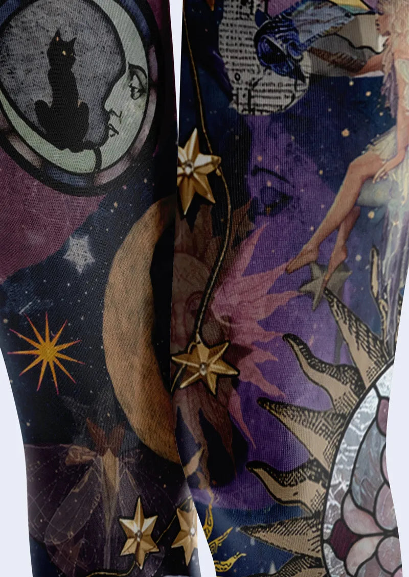 Purple Celestial Collage Tights