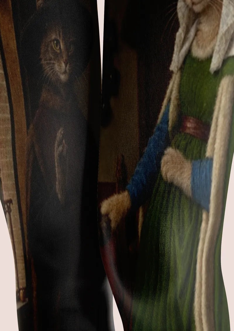 Brown Cat Portrait Tights