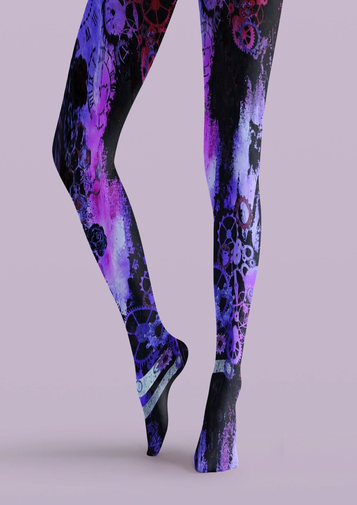 Black Gear Rose Tights