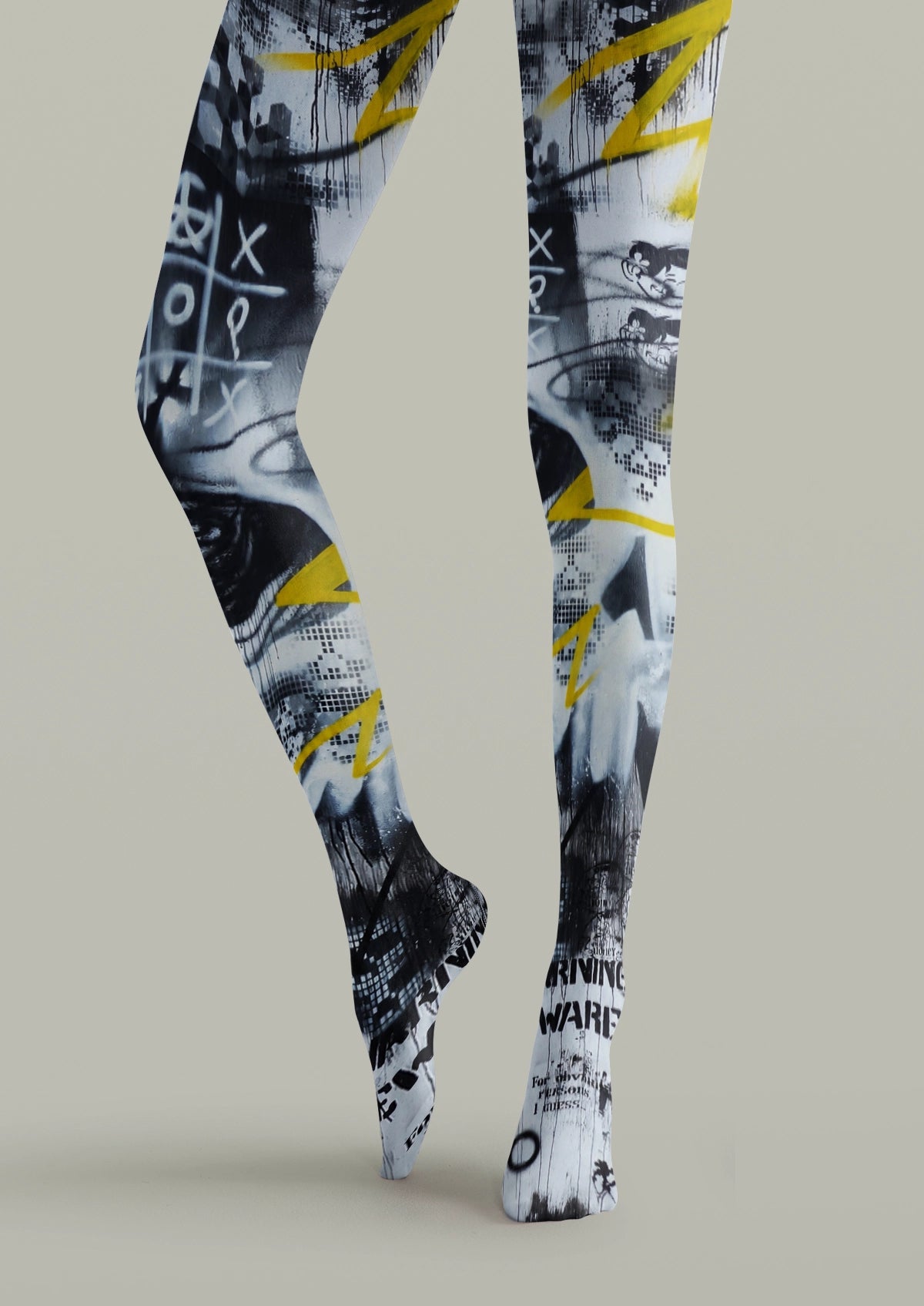 Black Yellow Graffiti Tights